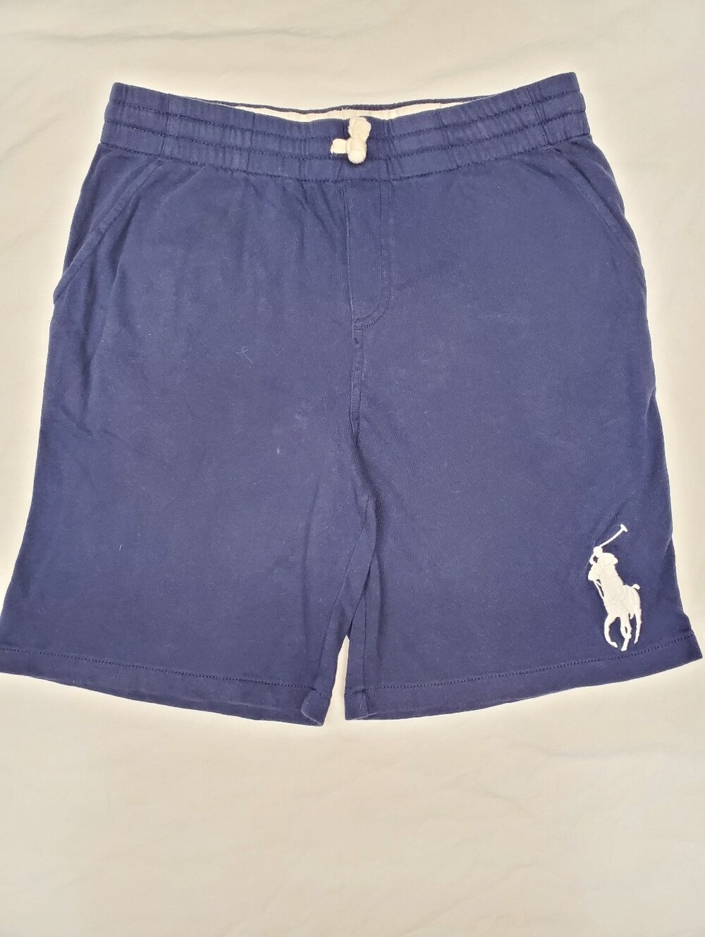 Polo Ralph Lauren Boys Sweat Shorts Navy Big Pony Logo L 14-16 Drawstring